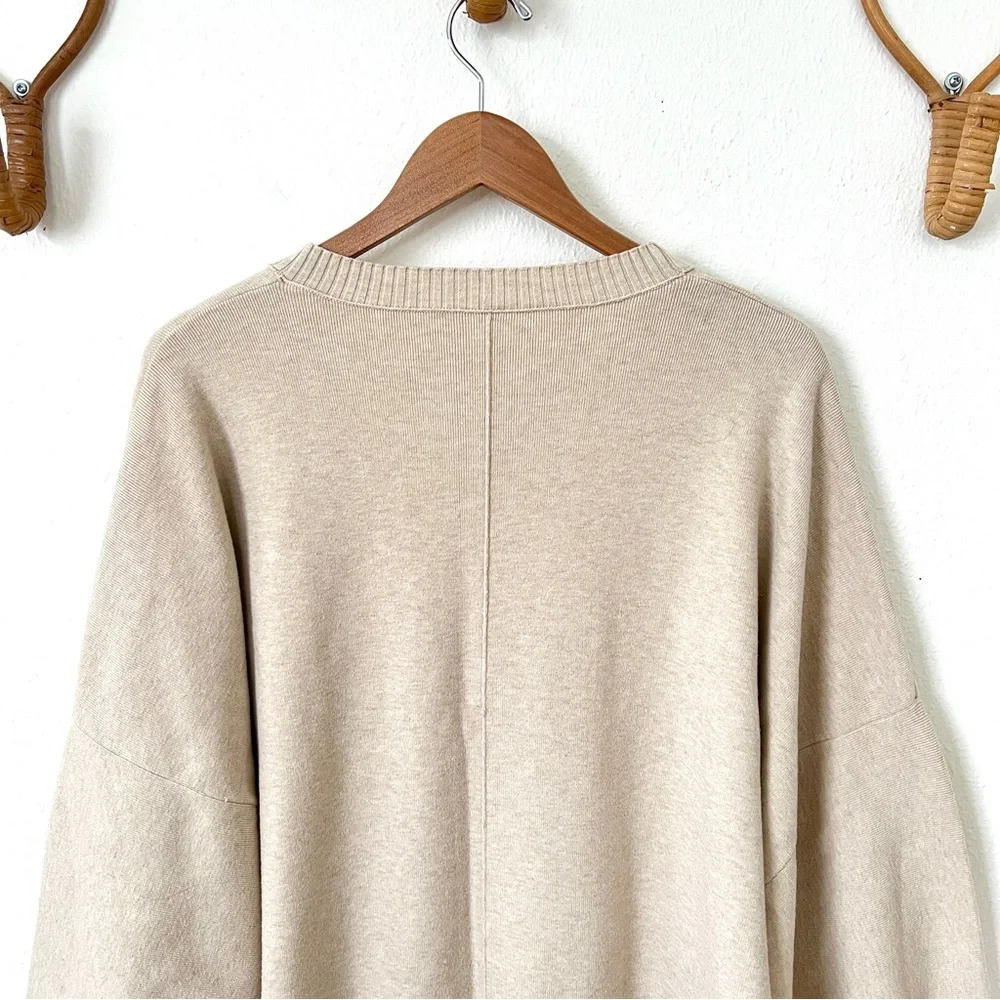 Free People Oversized Cream Sweater Midi Dress with Balloon Sleeves - Picture 6 of 11